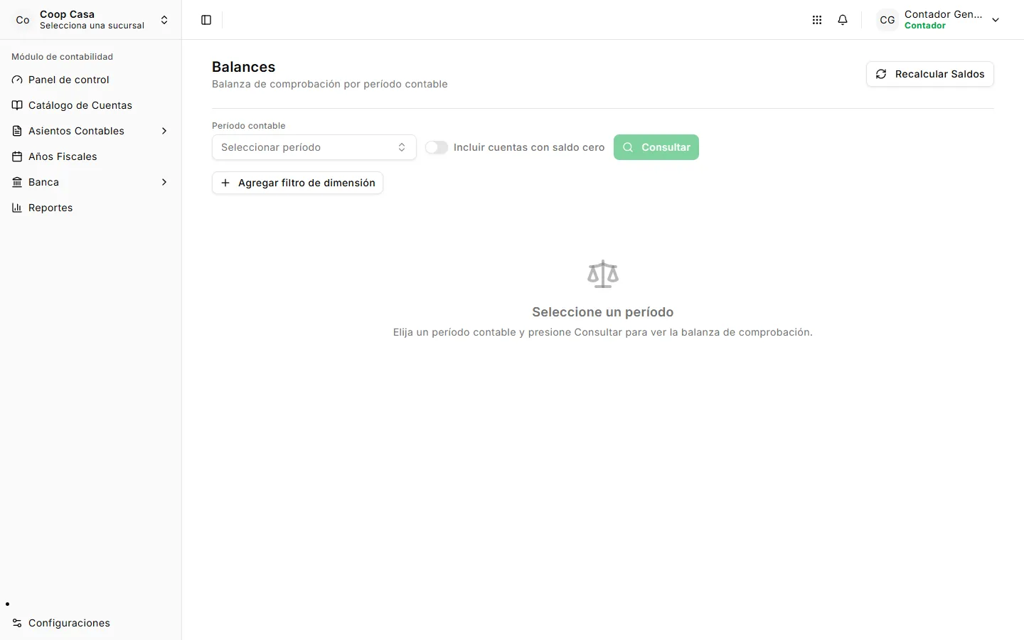 Consulta de balances contables