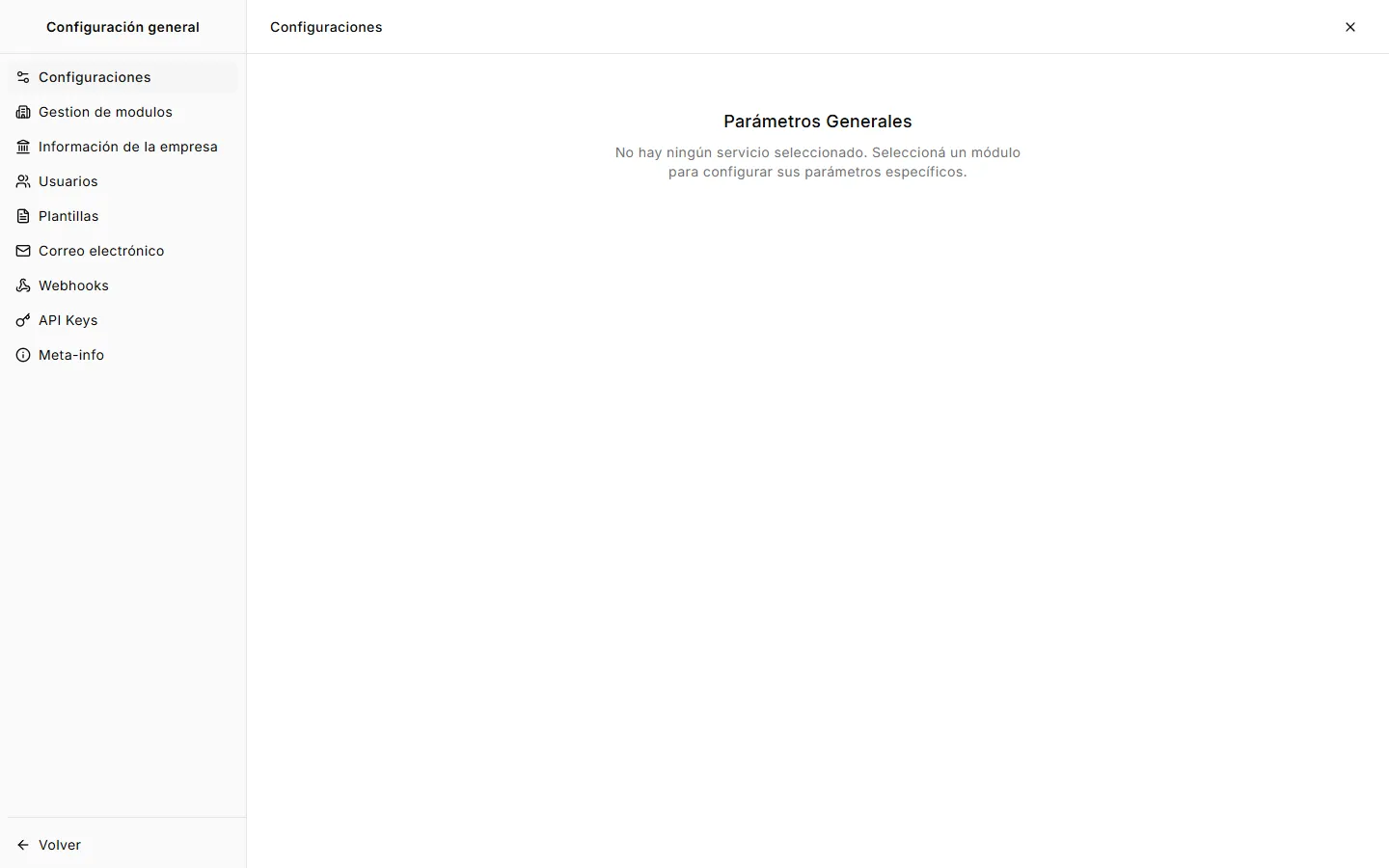 Índice de configuraciones del sistema