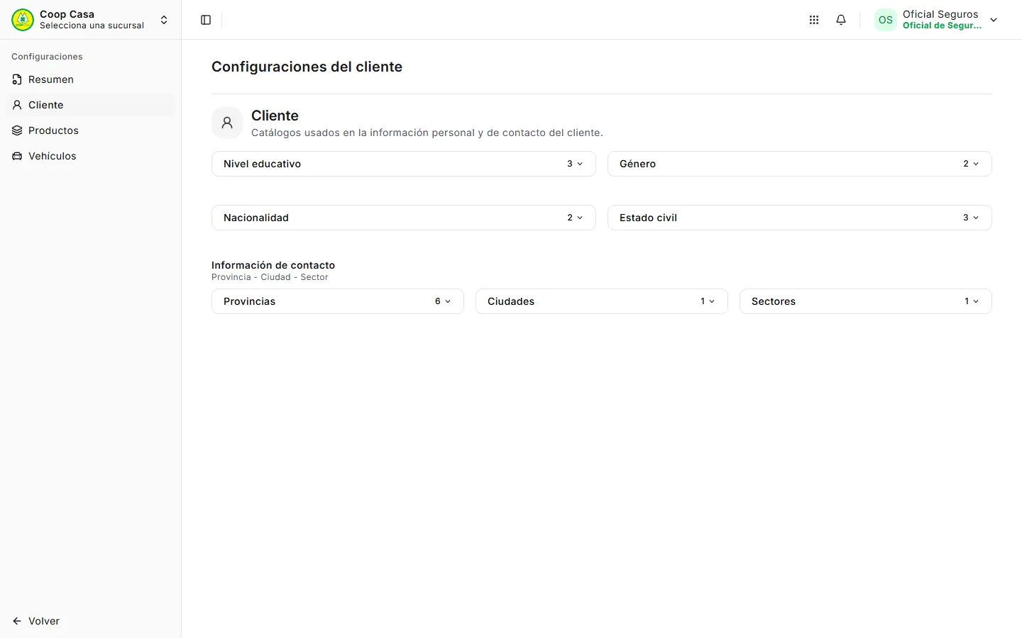 Configuraciones del cliente