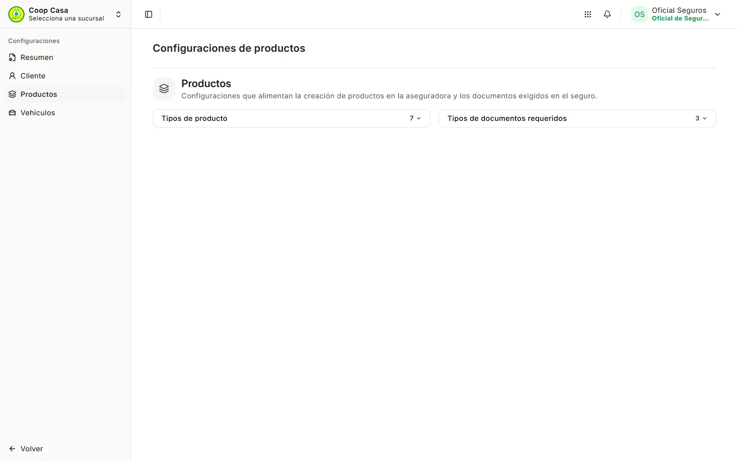 Configuraciones de productos