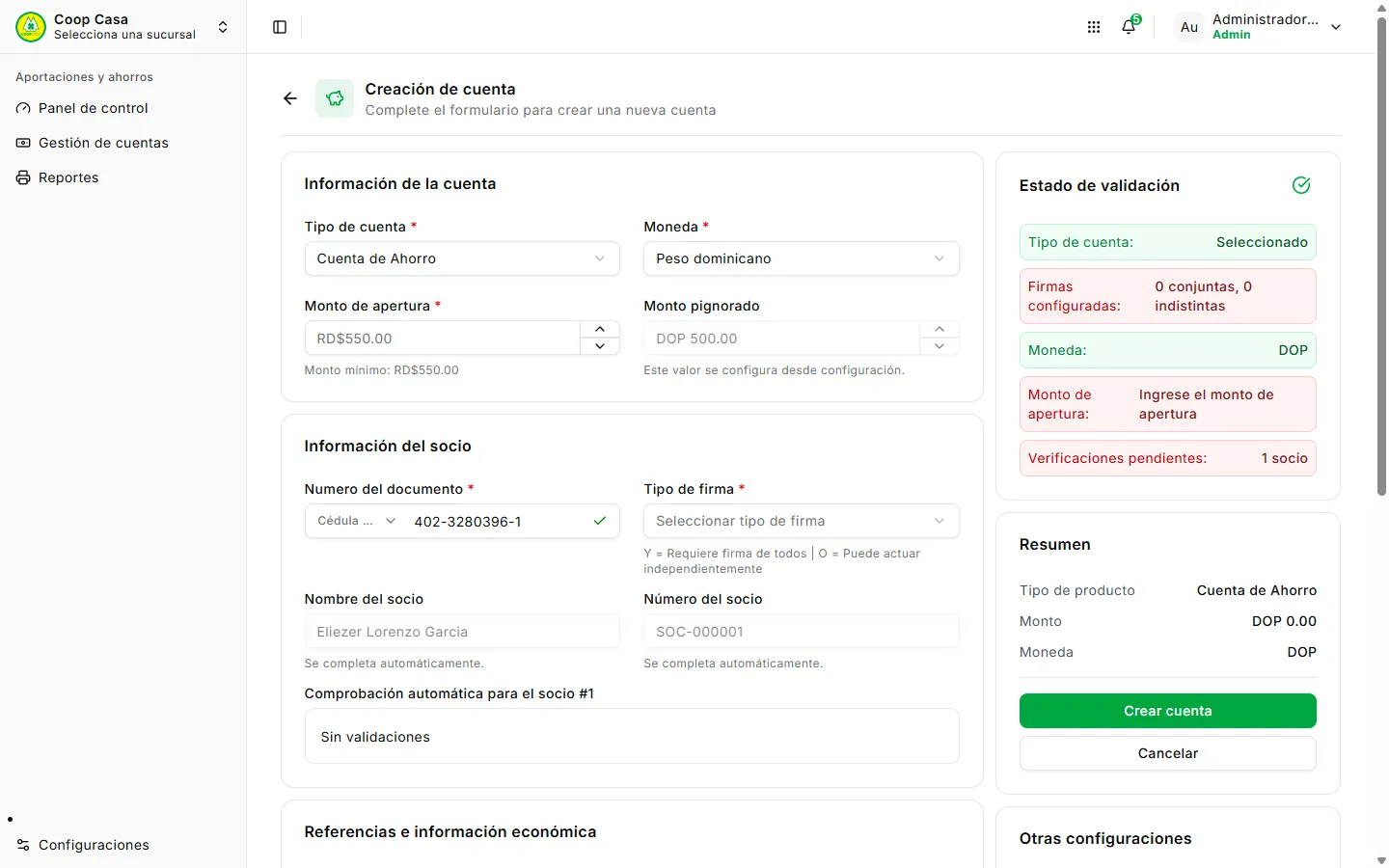 Apertura de cuenta a partir de un préstamo